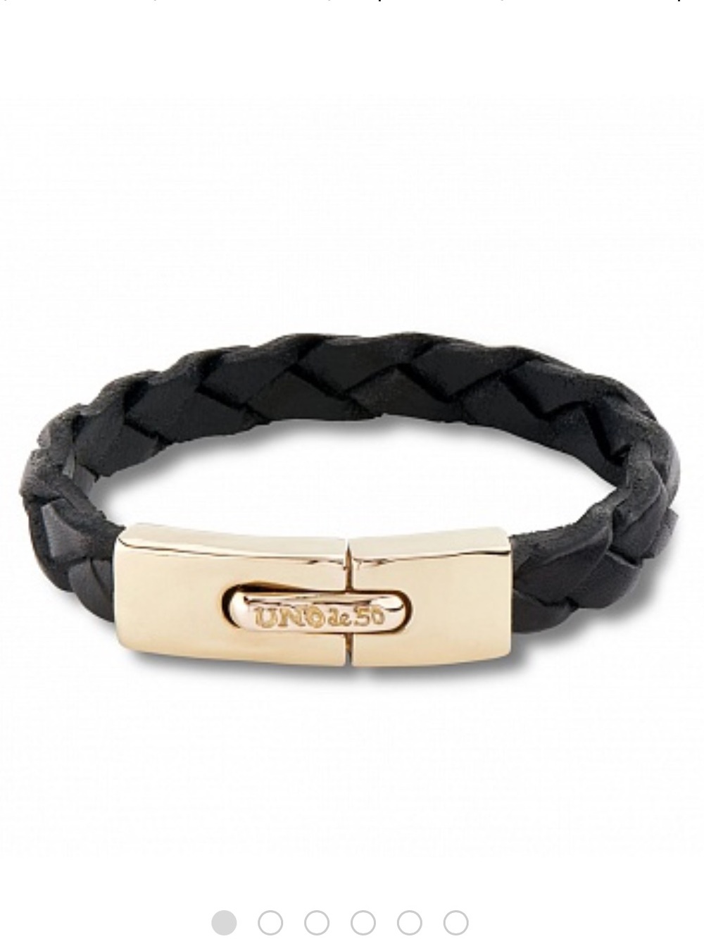 MWT Uno de 50  Black & Gold Braided Leather Bracelet S/M